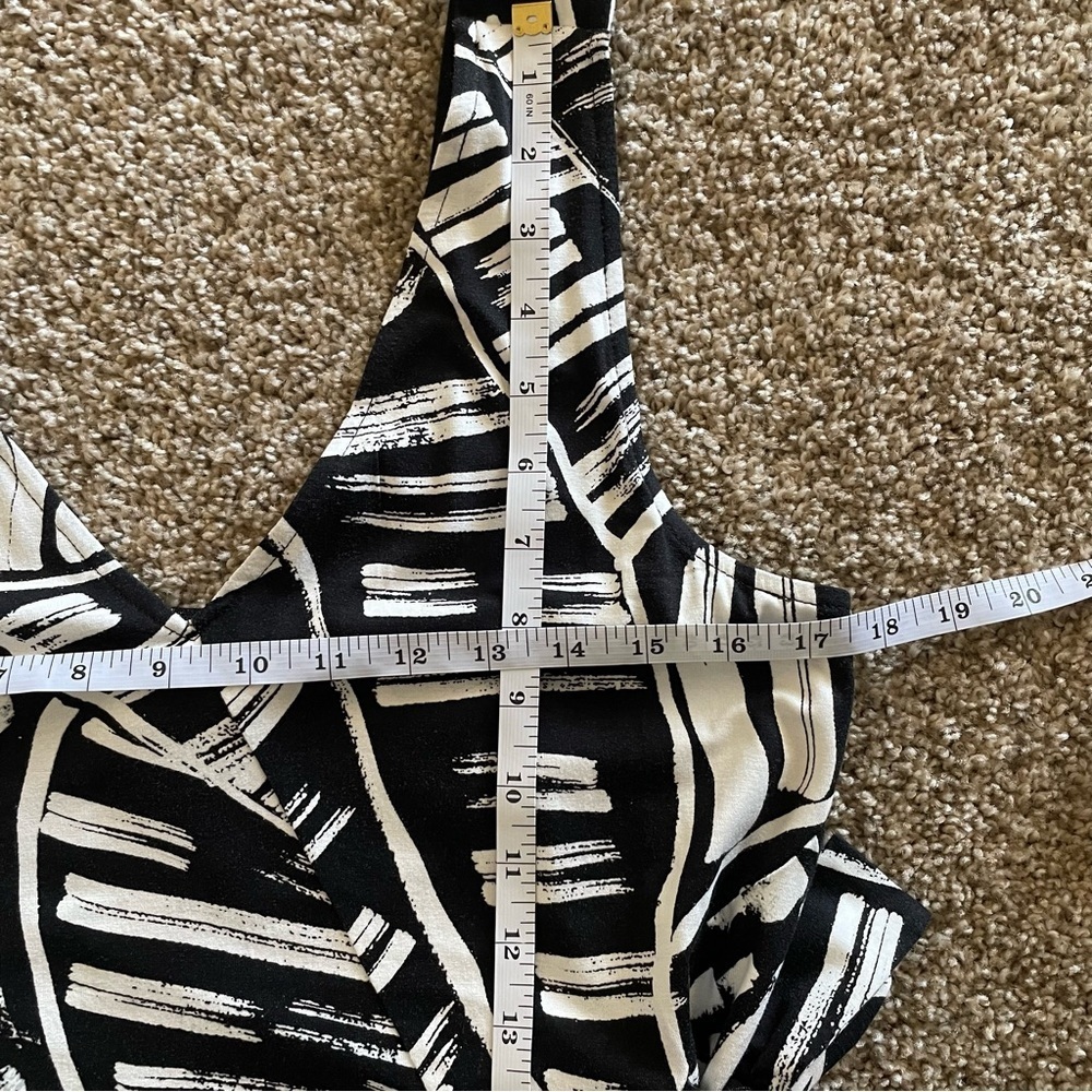 Nic + Zoe Wrap Dress Women’s M Black White Printed V Neck Lined Resort Palm Leaf - Picture 14 of 16
